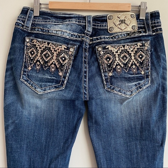MISS Me Signature Skinny Jeans Womens Sz 30 Embellished Bling - Picture 1 of 11